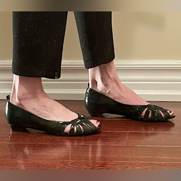 Bravo Browns open toe black low heel Size 8.5 - Picture 7 of 8